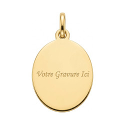 Médaille Ange Ovale en Or Jaune 18 Carats 750/1000