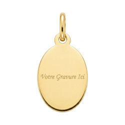 M&eacute;daille Ange en Pri&egrave;re Ovale Or Jaune 18 Carats - 17 x 10 mm