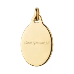 Medalla Virgen Ovalada Alargada Borde Pulido Oro Amarillo 18K - 23 x 13 mm