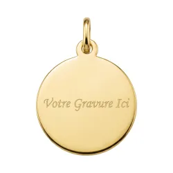 M&eacute;daille Jeune Vierge en Pri&egrave;re Cadre Poli Or Jaune 18 Carats - 14 mm