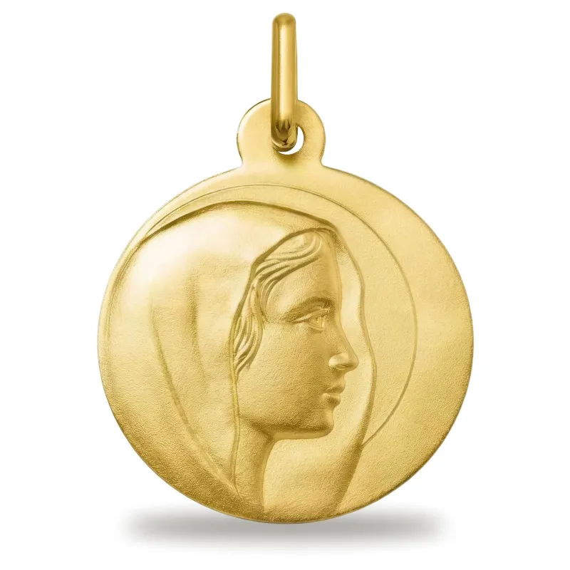 Médaille Vierge Profil Droit Satinée en Or Jaune 18 Carats
