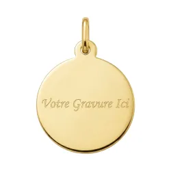M&eacute;daille Vierge Profil Droit Satin&eacute;e Or Jaune 18 Carats - 16 mm
