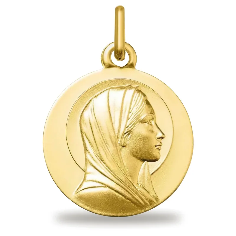 Médaille Vierge au Large Voile en Or Jaune 18 Carats