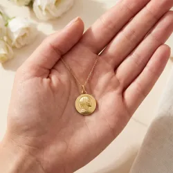 Médaille Vierge au Large Voile Or Jaune 18 Carats - 16 mm