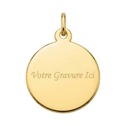 Médaille Vierge de Face aux Cheveux Longs Or Jaune 18 Carats - 18 mm