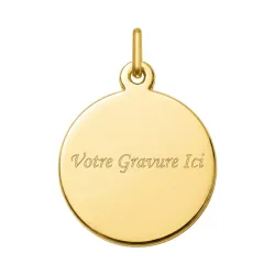 M&eacute;daille Petite Vierge en Pri&egrave;re Disque Poli Or Jaune 18 Carats - 18 mm