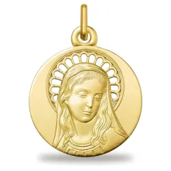 Médaille Vierge à l'Auréole Rayonnante Or Jaune 18 Carats - 17 mm