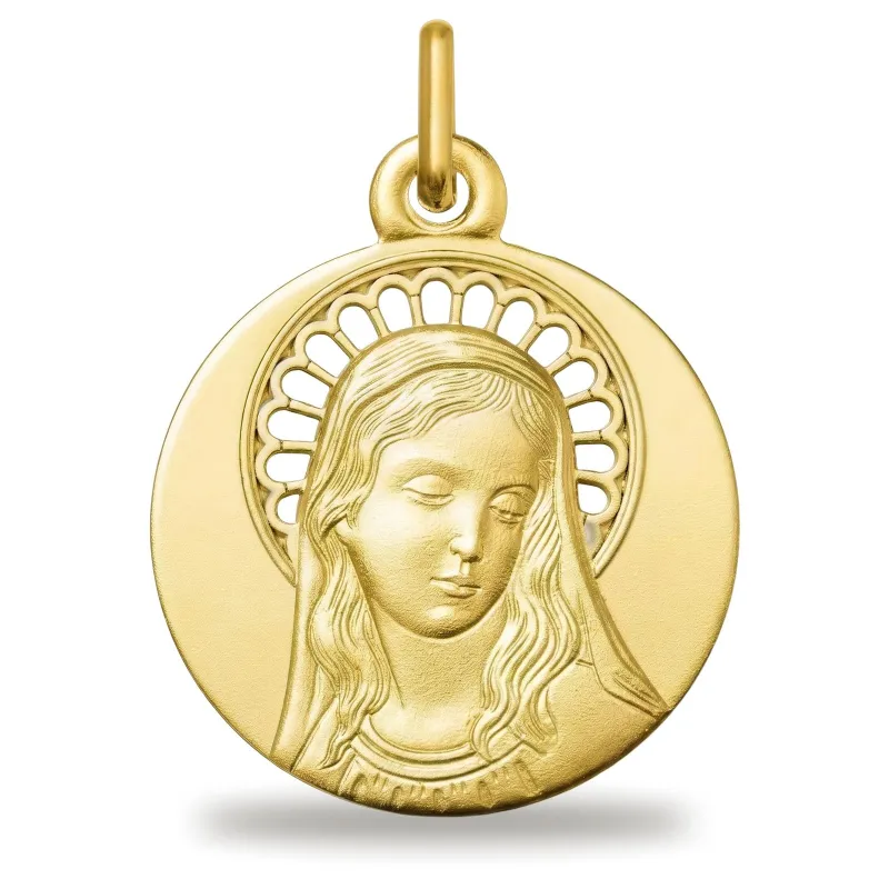 Médaille Vierge à l'Auréole Rayonnante en Or Jaune 18 Carats