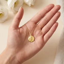Médaille Vierge à la Grande Auréole Or Jaune 18 Carats - 18 mm