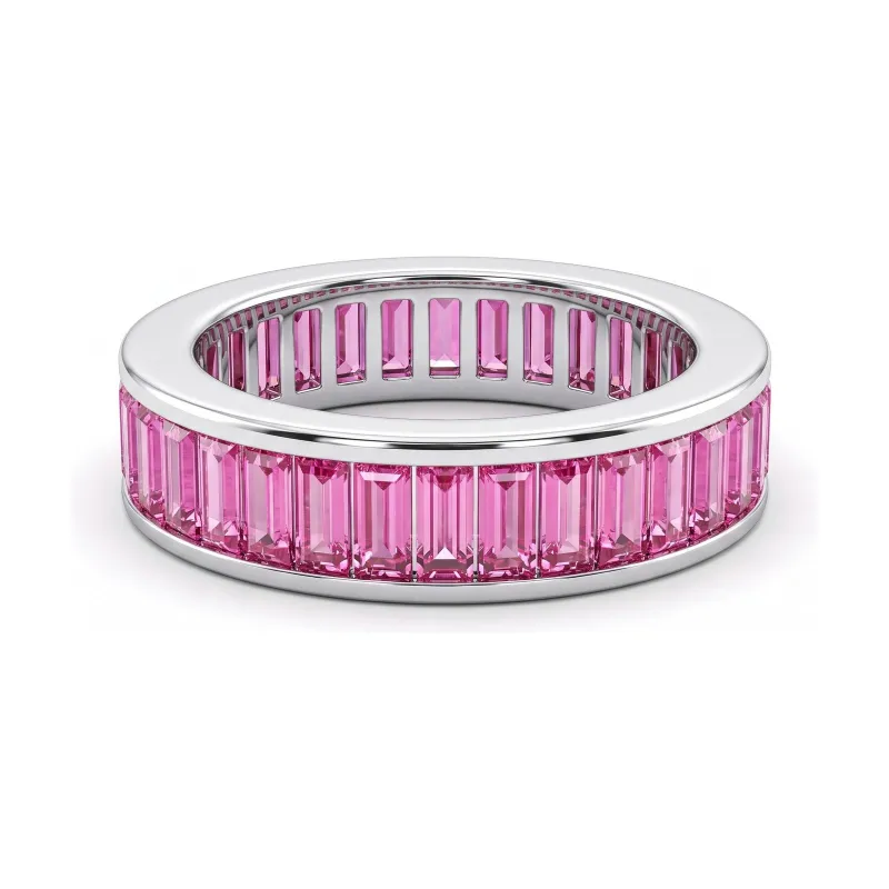 Pink Sapphire Channel Set Eternity Ring 18K Yellow Gold | Celinni