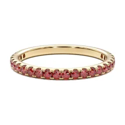 Demi-Alliance Diamants Rouges Serti Griffes Or Blanc 18K | Celinni