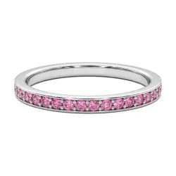Pink Diamond Full-Eternity Wedding Band in 18K White Gold