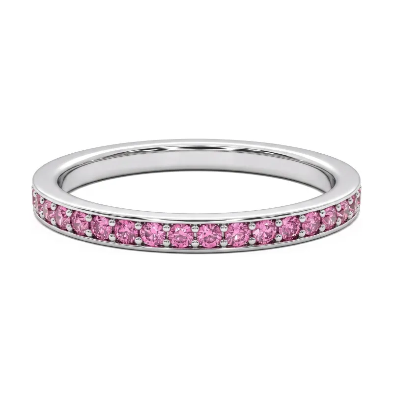 Pink Diamond Full-Eternity Wedding Band in 18K White Gold