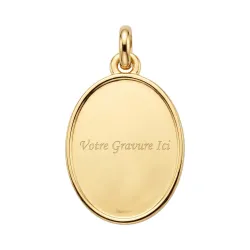 Médaille Vierge à l'Enfant Ovale Cadre Poli Or Jaune 18 Carats - 20 x 15 mm