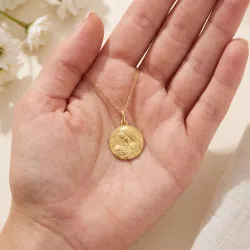 Medaille Madonna das Kind wiegend 18K Gelbgold - 17 mm
