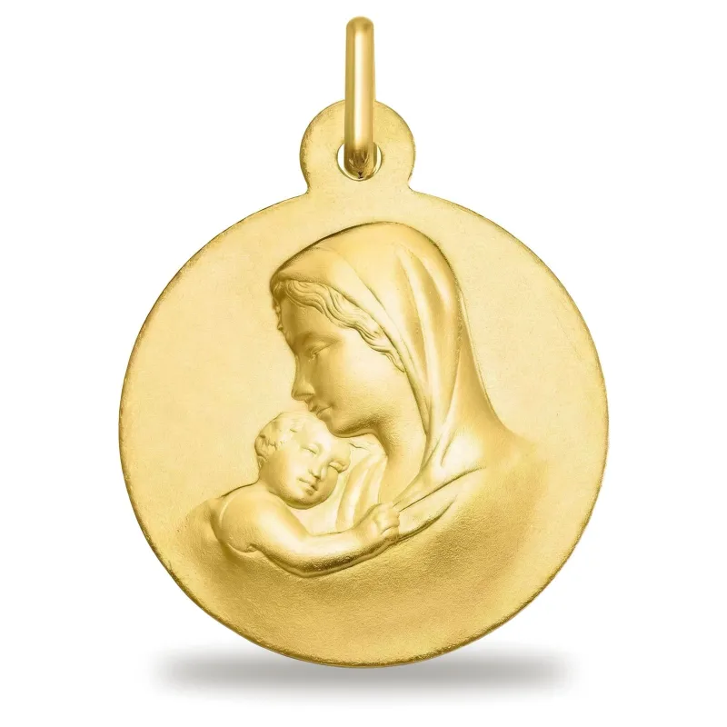 Médaille Vierge au Baiser de l'Enfant en Or Jaune 18 Carats