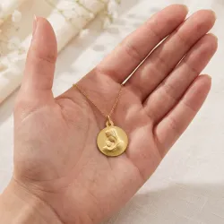 Medaille Maagd die het Kind Kust 18K Geelgoud - 18 mm