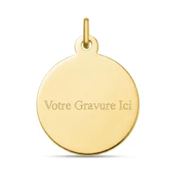 Médaille Vierge à l'Enfant Auréoles Fines Or Jaune 18 Carats - 16 mm