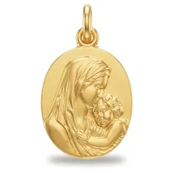 Ovale Medaille Madonna mit Kind Ringöse 18K Gelbgold - 17 x 13 mm