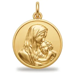 Médaille Vierge à l'Enfant Classique Or Jaune 18 Carats - 15 mm