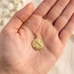 Classic Virgin and Child Medal 18K Yellow Gold - 15 mm