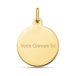Grande Médaille Vierge à l'Enfant Auréole Perlée Or Jaune 18 Carats - 18 mm