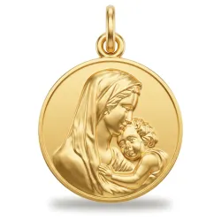 Grande Médaille Vierge à l'Enfant Classique Or Jaune 18 Carats - 17 mm