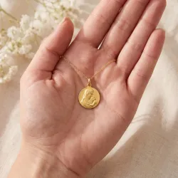 Grande Médaille Vierge à l'Enfant Classique Or Jaune 18 Carats - 17 mm