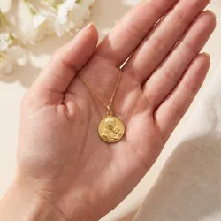 Gro&szlig;e klassische Medaille Madonna mit Kind 18K Gelbgold - 17 mm