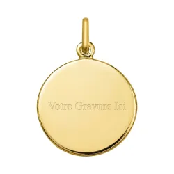 M&eacute;daille Vierge &agrave; l'Enfant Voile Perl&eacute; Nacre et Or Jaune 18 Carats - 18 mm