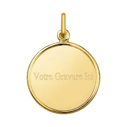 Grande Médaille Vierge à l'Enfant Voile Perlé Nacre et Or Jaune 18 Carats - 20 mm