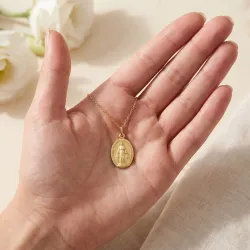 Grande M&eacute;daille Miraculeuse Or Jaune 18 Carats - 18 x 14 mm