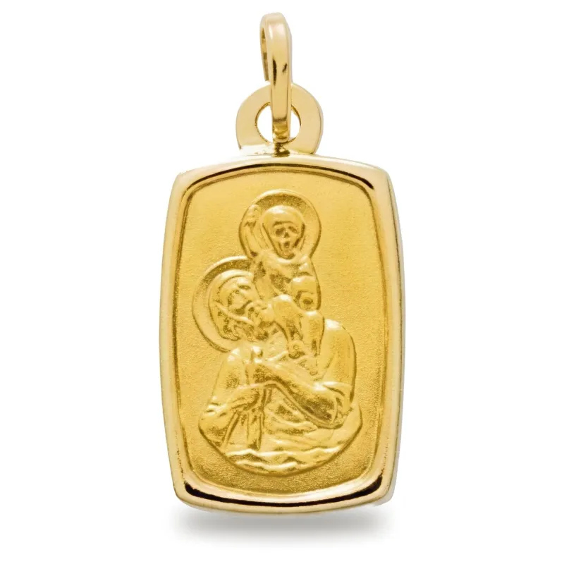 Médaille Saint Christophe Rectangle Cadre Poli en Or Jaune 18 Carats