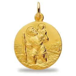 Médaille Saint Christophe Classique Or Jaune 18 Carats - 15 mm