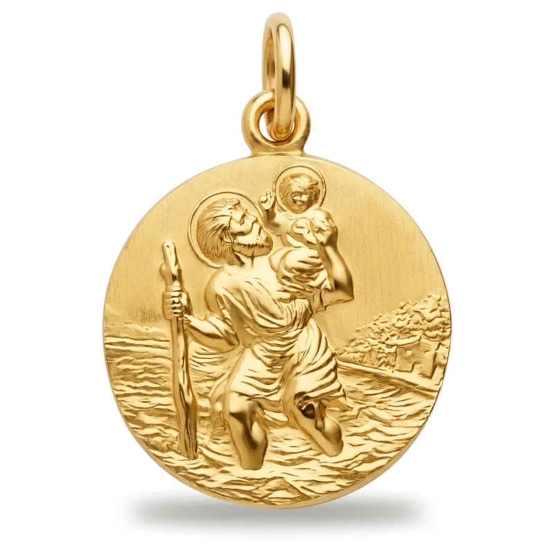 Médaille Saint Christophe Classique 17 mm en Or Jaune 18 Carats