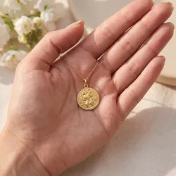 Klassische Medaille Heiliger Christophorus 18K Gelbgold - 17 mm