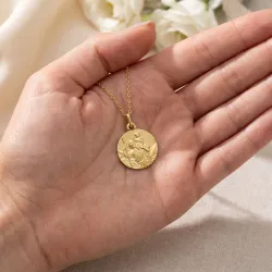 Satin Saint Christopher Medal 18K Yellow Gold - 18 mm