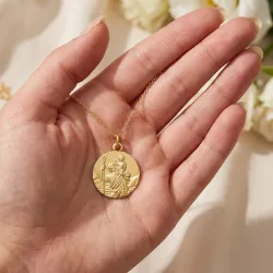 Médaille Saint Christophe Satinée Or Jaune 18 Carats - 18 mm