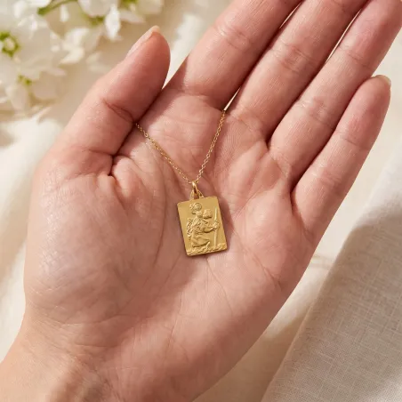 Saint Christopher Solid Rectangle Medal in 18 Carat Yellow Gold