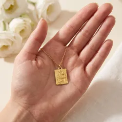 Médaille Saint Christophe Rectangle Plein Or Jaune 18 Carats - 17 x 13 mm