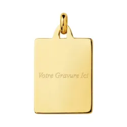 Médaille Saint Christophe Rectangle Plein Or Jaune 18 Carats - 17 x 13 mm