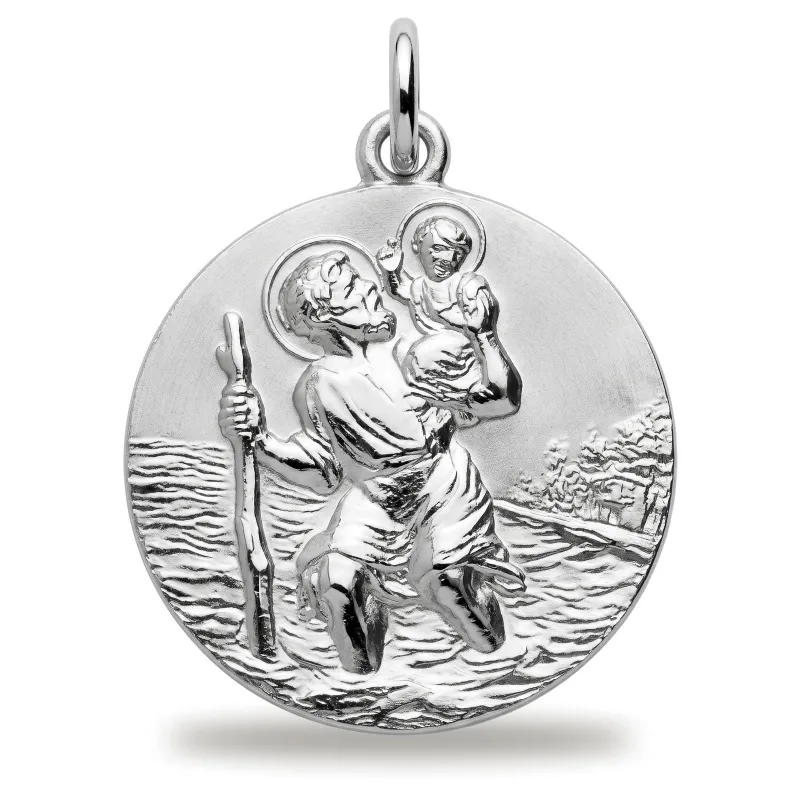 Médaille Saint Christophe Classique 17 mm en Or Blanc 18 Carats