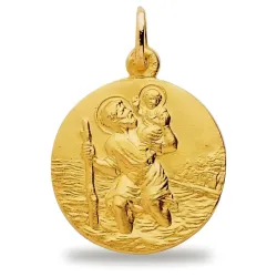Grande M&eacute;daille Saint Christophe Classique Or Jaune 18 Carats - 19 mm