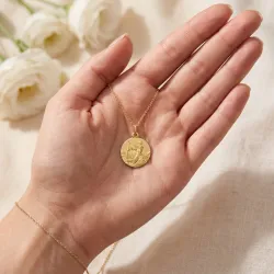 Grande Médaille Saint Christophe Passage du Gué Or Jaune 18 Carats - 18 mm