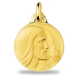 Médaille Christ de Profil Or Jaune 18 Carats - 15 mm