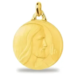 Grande M&eacute;daille Christ de Profil Or Jaune 18 Carats - 18 mm
