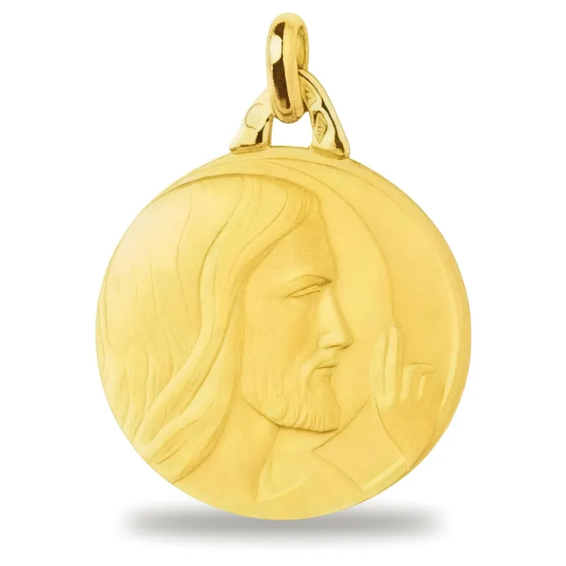 Large Christ in Profile Medal 18K Yellow Gold - 18 mm