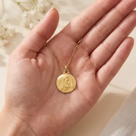 Grande M&eacute;daille Christ de Profil 18 mm en Or Jaune 18 Carats
