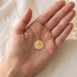 Scapular Medal Plain Edge 18K Yellow Gold - 16 mm