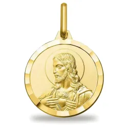 Médaille Scapulaire Bord Facetté Or Jaune 18 Carats - 16 mm
